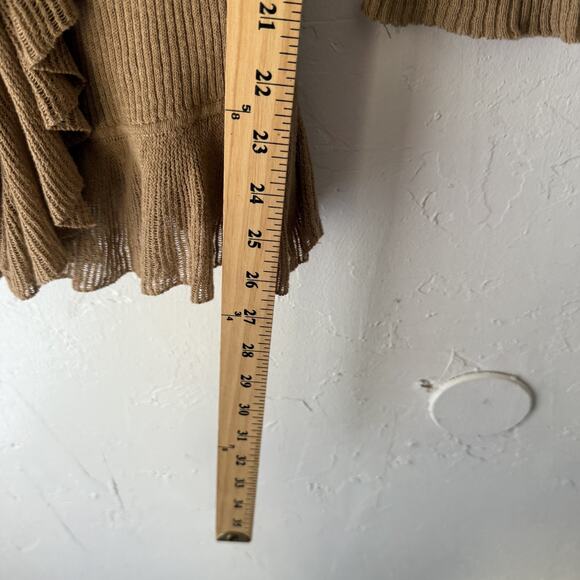 American Living Y2k Sweater Small Ruffle Trim Ribbed Knit Cardigan Top Coquette - Picture 5 of 8